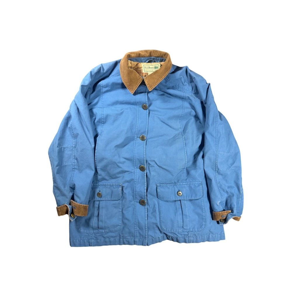 Vintage LL Bean Barn Jacket Blue Cotton Canvas Corduroy Collar XL Regular